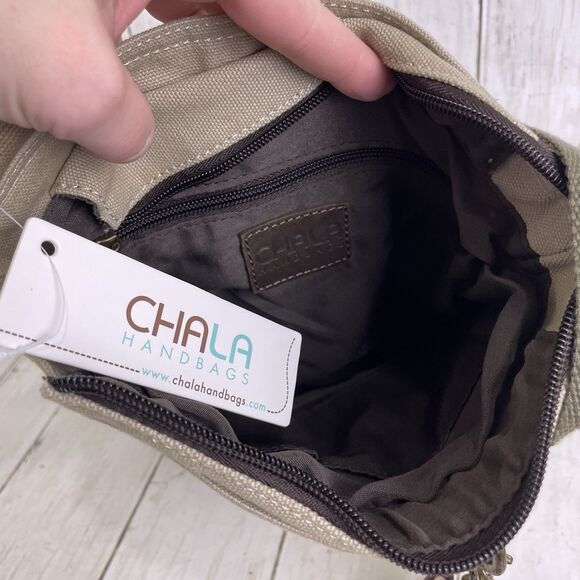 Chala Purse Sand Canvas Crossbody with Calico Cat Key Chain Change Purse NWT - Picture 10 of 13